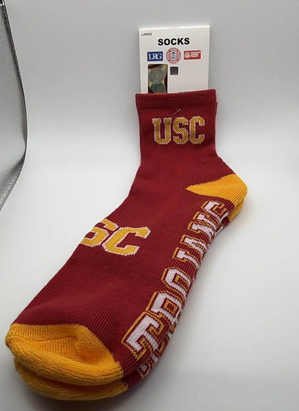 New! NCAA USC Trojans Raspberry Crew Socks Men's Size Large 8-13